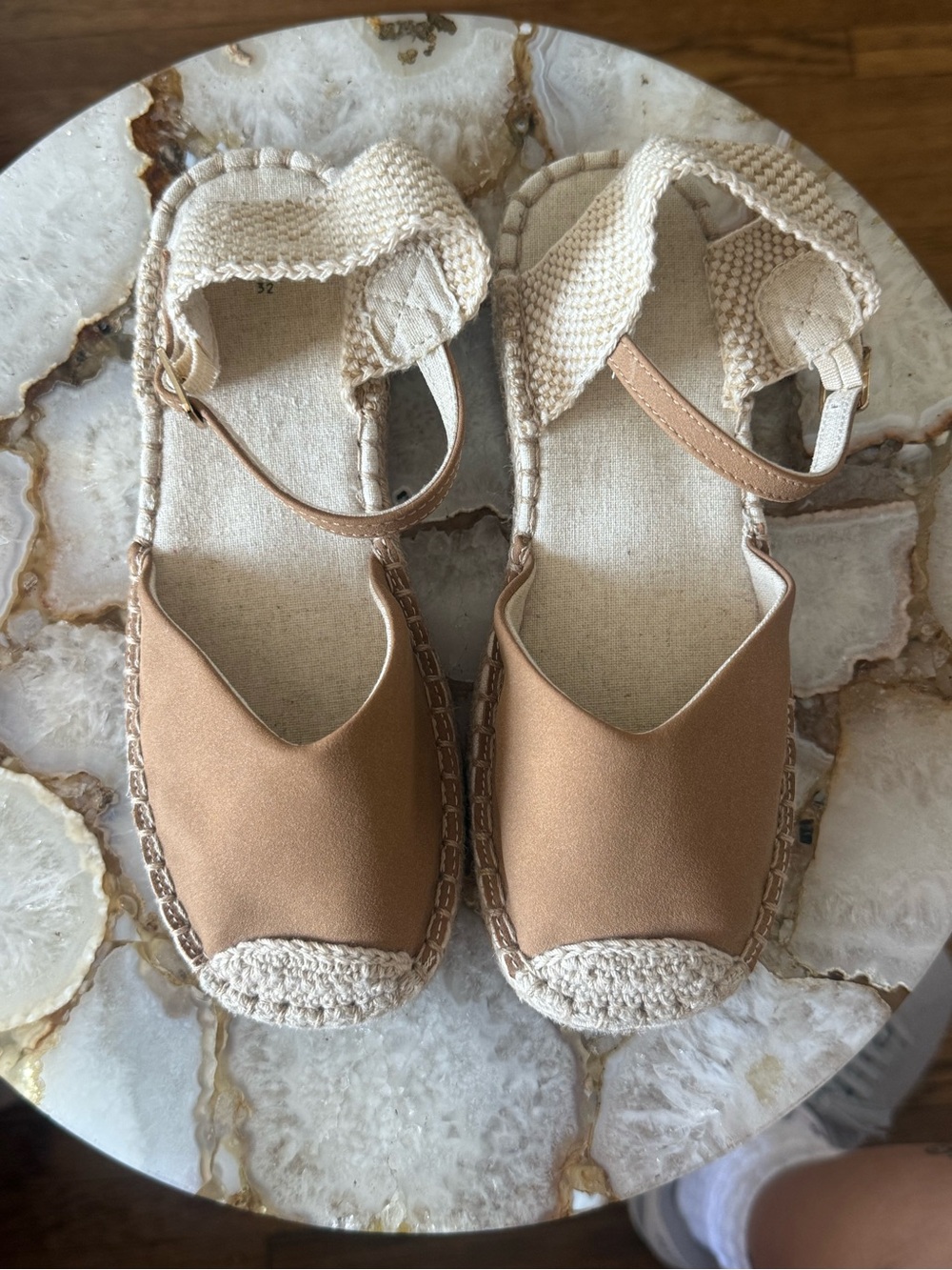 Zara Tan and Cream Kids Espadrille Sandals